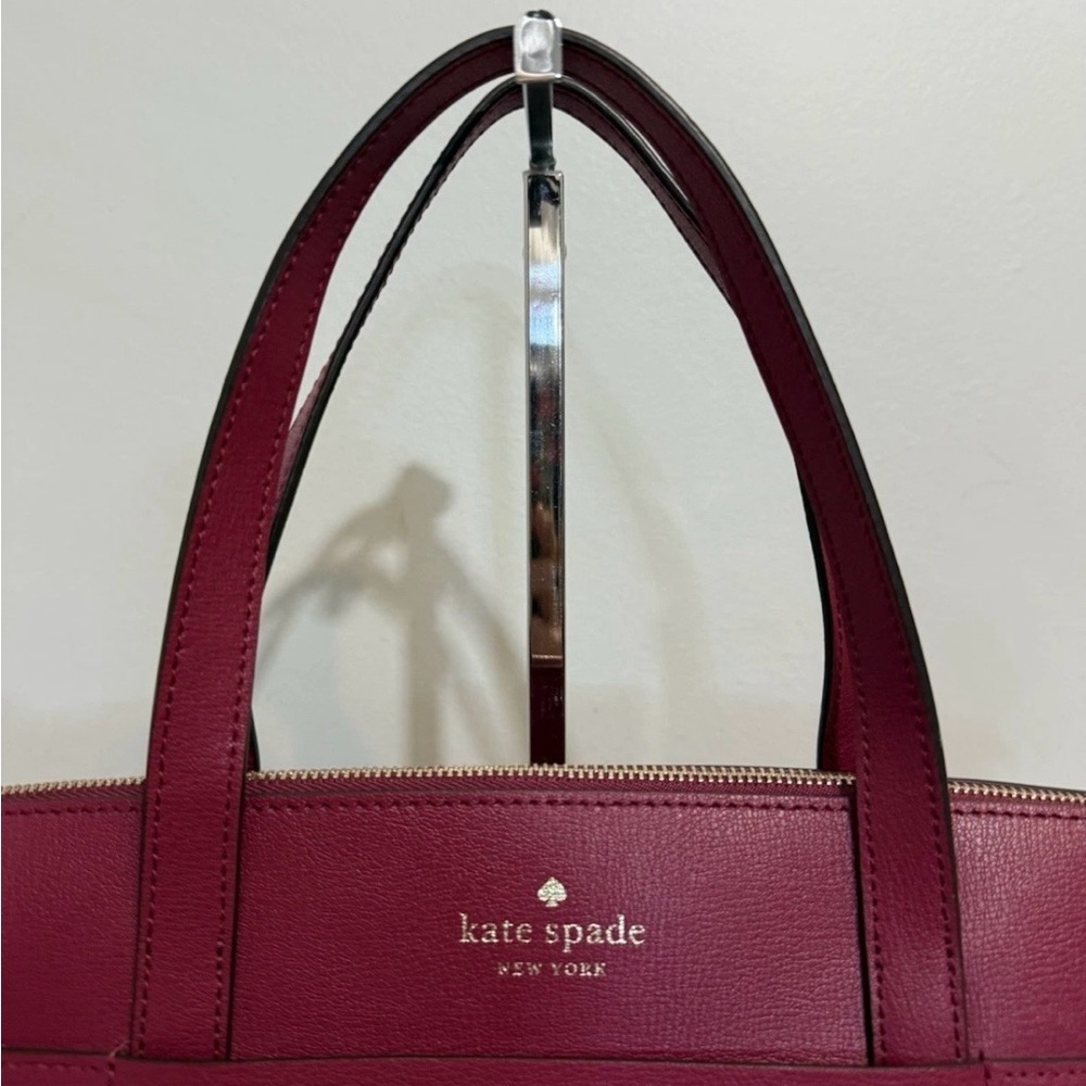 Kate Spade Patrice Satchel Crossbody Bag Deep Red Cranberry Leather - Picture 6 of 16